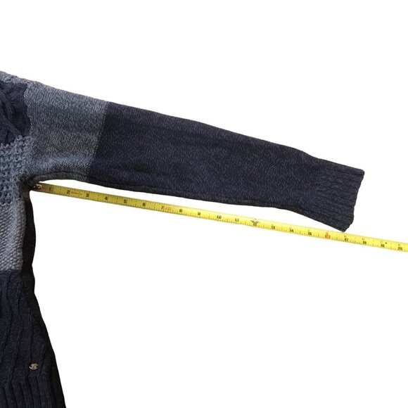 American Eagle Outfitters Patchwork Knit Sweater Womens M Blue & Gray - Picture 8 of 9